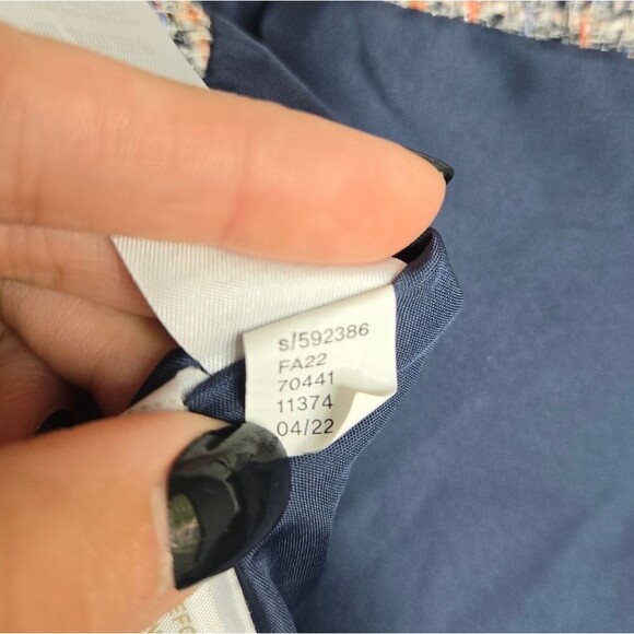 Ann Taylor LOFT Tweed Pocket Shift Skirt Navy Lined Office Career Wear Size 12 - Picture 9 of 11